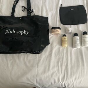 Philosophy Glossy Black Tote with Skincare Collection
